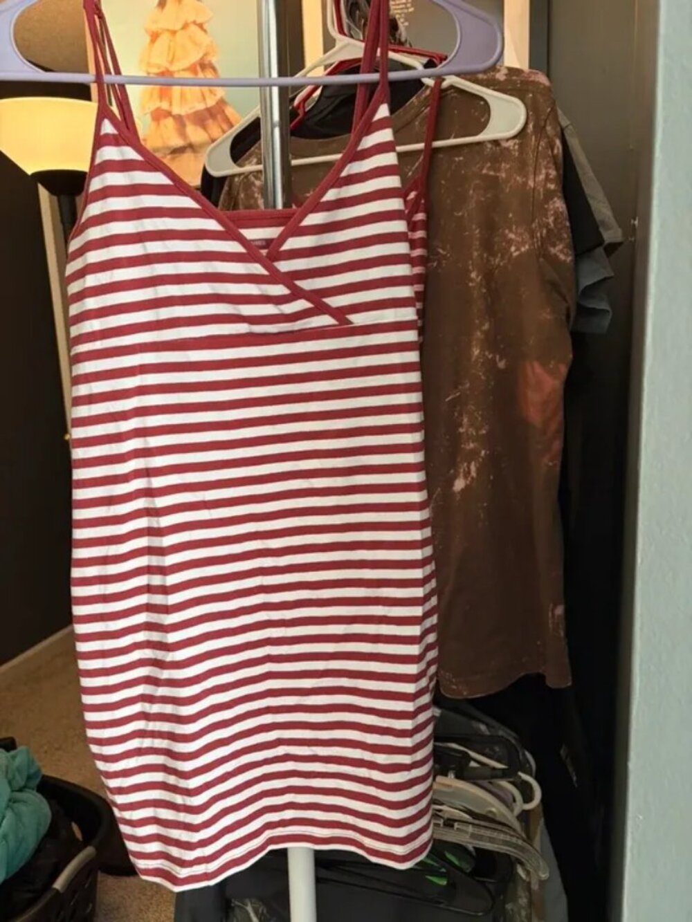 No Boundaries Women’s Medium Red White Striped Cami Mini Dress